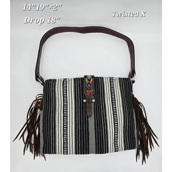 Twisted X Western Boho Wool Saddle Blanket Bag – Grey Multi - Picture 2 of 7